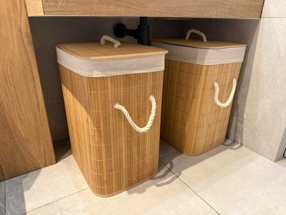Stylowy Kosz na Pranie Bambusowy 60L Brązowy Loft Eko