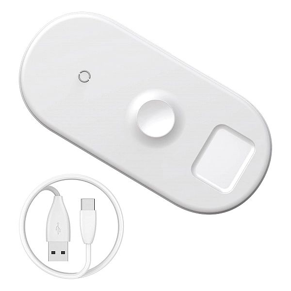 Baseus 3w1 ładowarka bezprzewodowa Qi do telefonu, Apple Watch i słuch