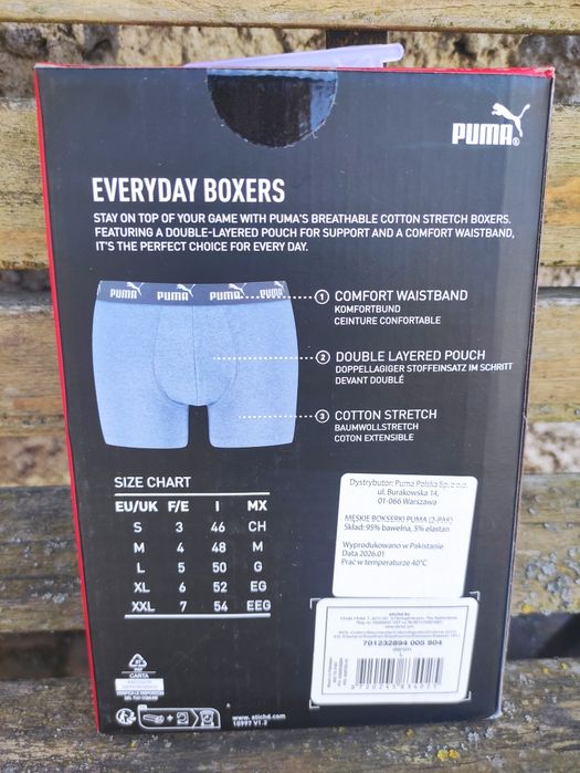 Nowe bokserki męskie Puma 2pack X3 opakowania r. M