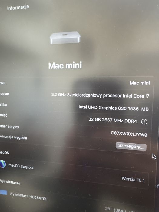 Mac Mini 2018 i7 32GB RAM 512GB