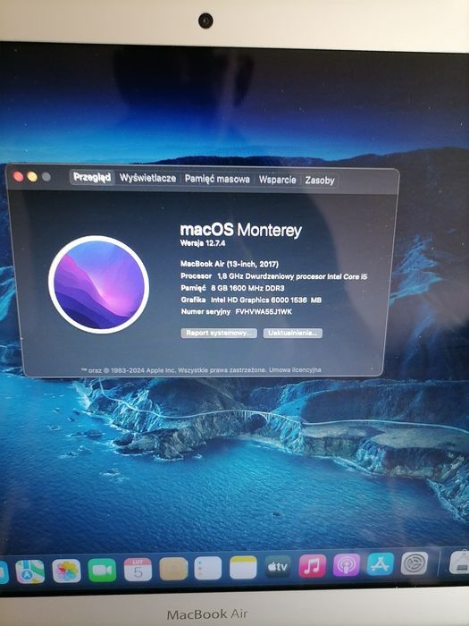 MacBook Ideał 13 A1466 i5 5 gen 8GB/128GB SSD 2017/22r 77 cykli