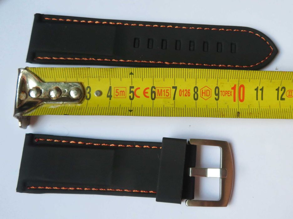 pasek do zegarka silikonowy   diver 26 mm  czarny nic pomarańczowa