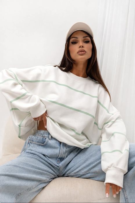 Bluza dresowa damska oversize prążki nowość