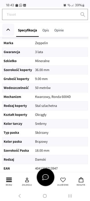 Zegarek Zeppelin damski, na baterię