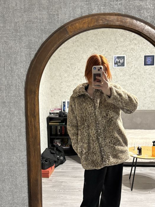 Bimbo леопардовая шуба из эко меха шубка y2k S женская