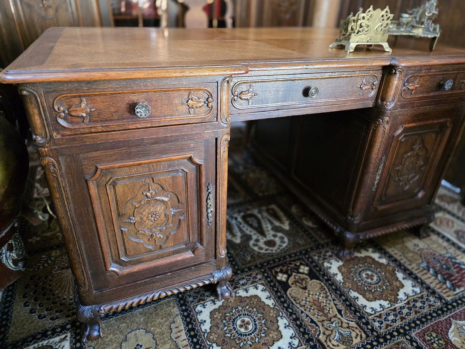 Zestaw biurowy biurko biblioteczka fotel chippendaile #1627 Węgrów