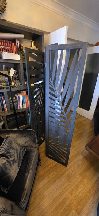 Biombo giro de Madeira cinza escuro