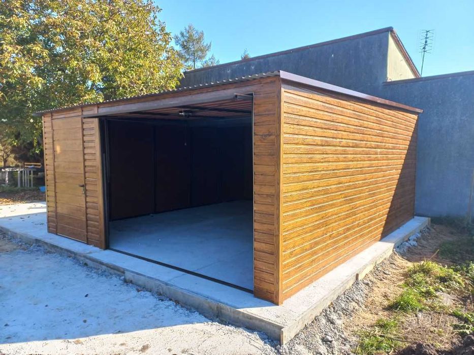 Garaż blaszany Drewnopodobny Blaszak WZMOCNIONY na wymiar MontażGRATIS