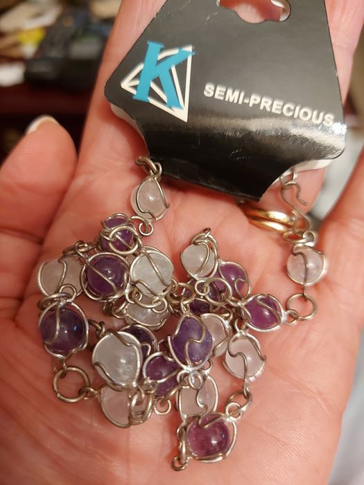 Colar de Ametista e Crystal - Lilás e Branco.