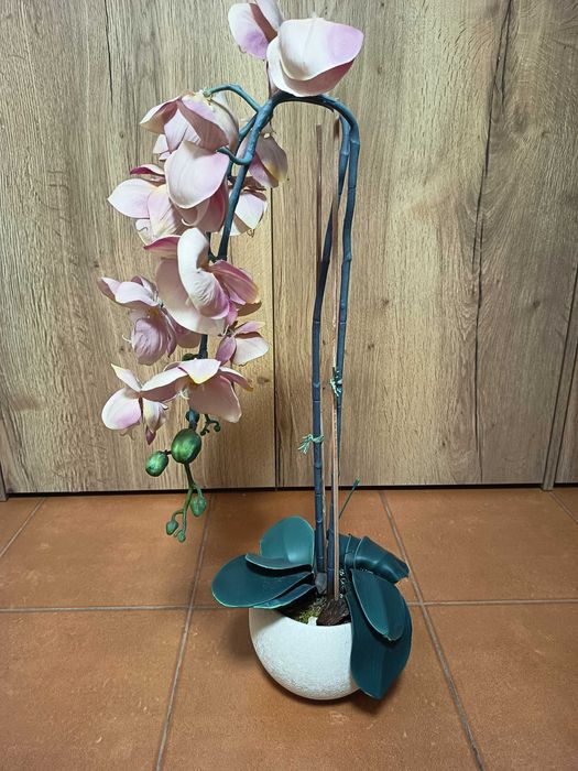 Storczyk silikonowy dwupędowy różowy / wysokość 70 cm