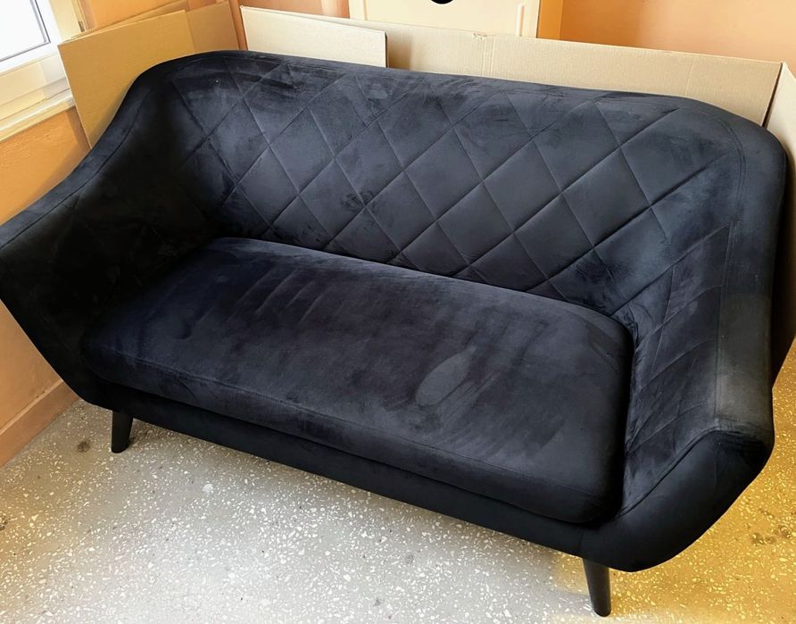 Sofa 2 osobowa welur czarna