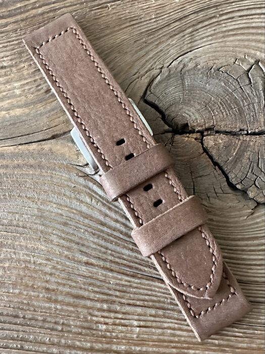 Pasek do zegarka 22 mm brązowy handmade skóra naturalna ręcznie robiony
