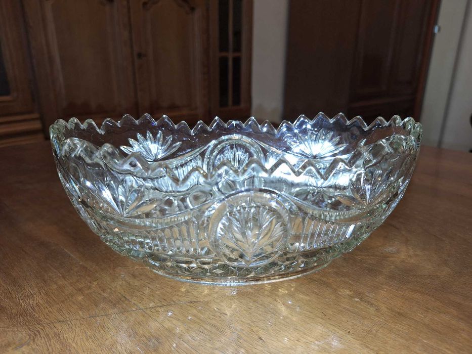 Duża misa, owocarka kryształowa i popielniczka PRL jak nowe