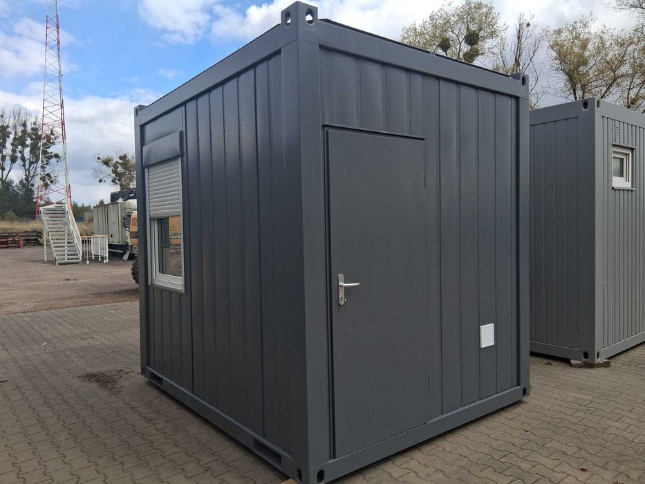 Kontener biurowy 10' socjalny stróżówka portiernia - 3,00 m x 2,45 m - stan bardzo dobry, 3 okna + rolety, oświetlenie