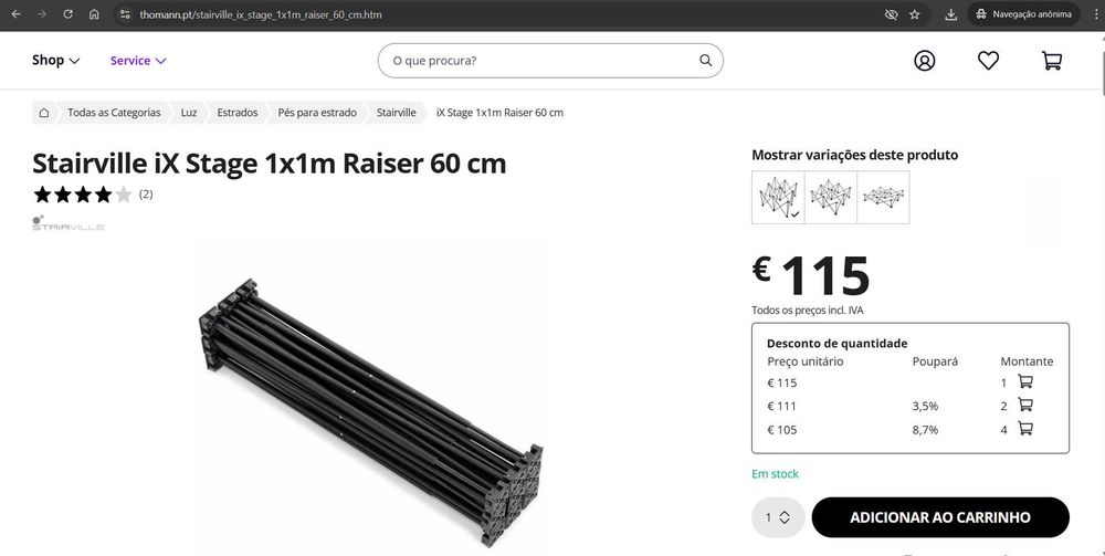 Stairville - Pernas para Estrados 1x1m 60 cm - 4 Unidades