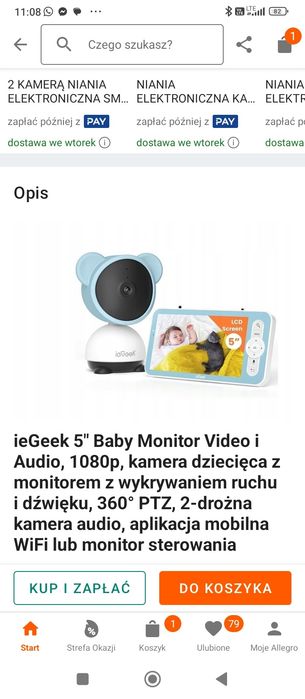 Niania elektroniczna kamera iegeek baby 7 S