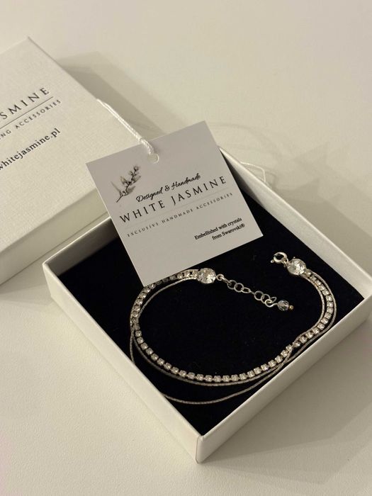 White Jasmine bransoletka ELLEN z kryształkami ręcznie wykonana ślubna