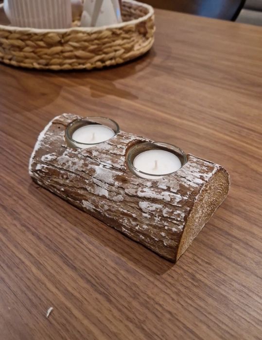 Porta-velas efeito tronco