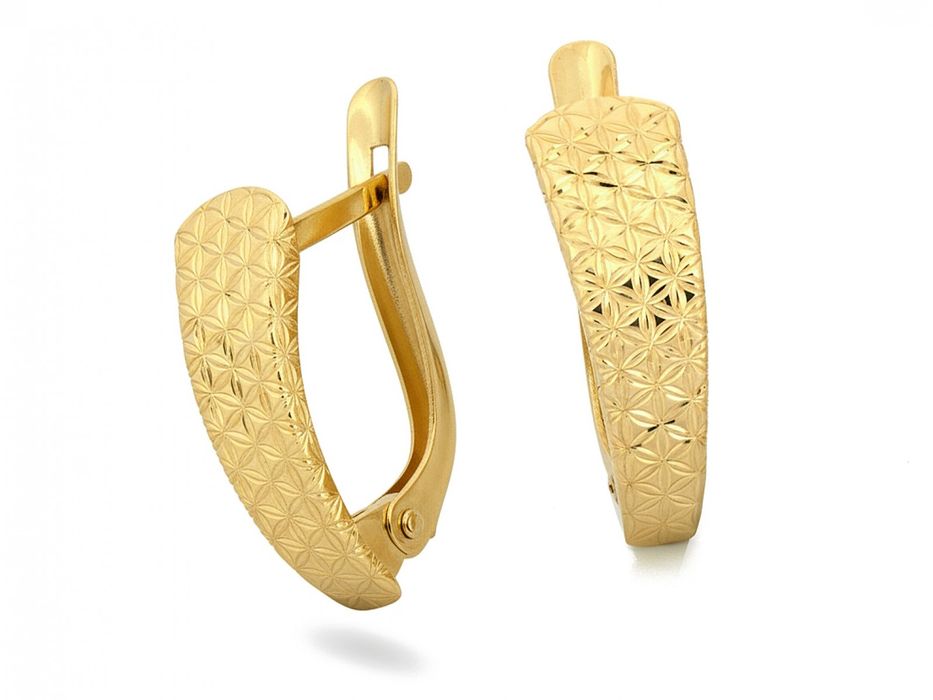 Złote kolczyki z diamentową powierzchnią PR 585