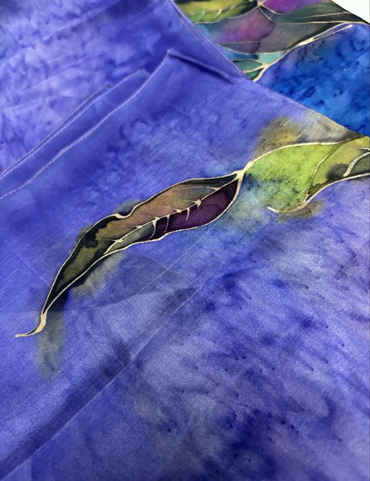 Apaszka ręcznie malowana unikat vintage 100% silk jedwab seta