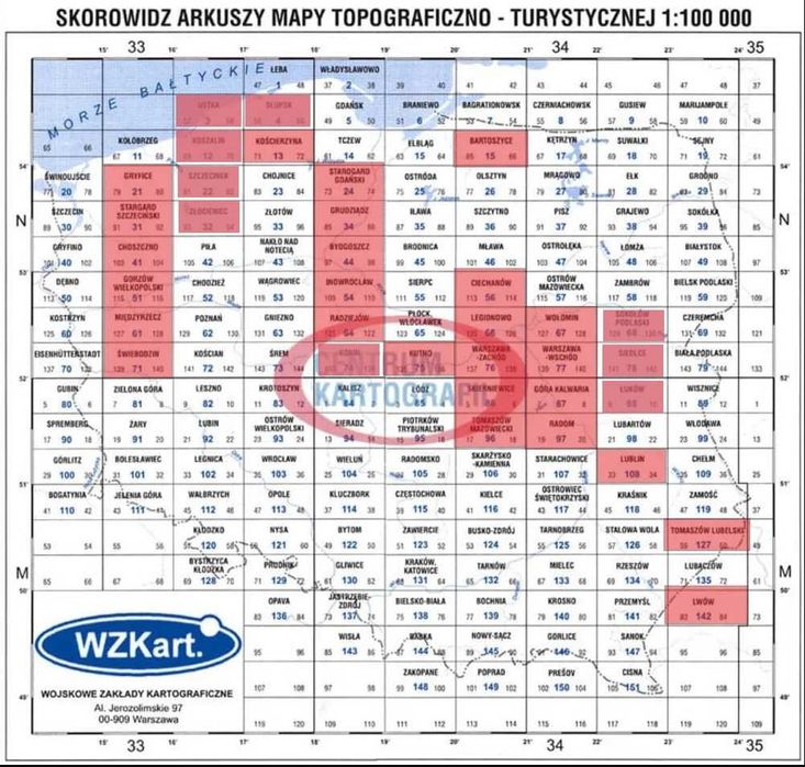 Mapy topograficzne Polski w skali 1:100 000