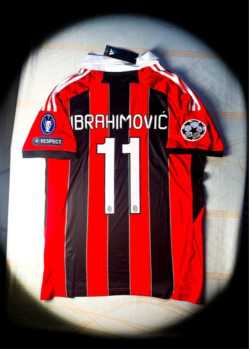 (S) Zlatan Ibrahimović 11 AC Milan 2012/13 Liga Mistrzów Vintage Adidas Jersey Nowa Domowa Piłkarska Koszulka Sportowa T-shirt z Ligi Mistrzów UEFA