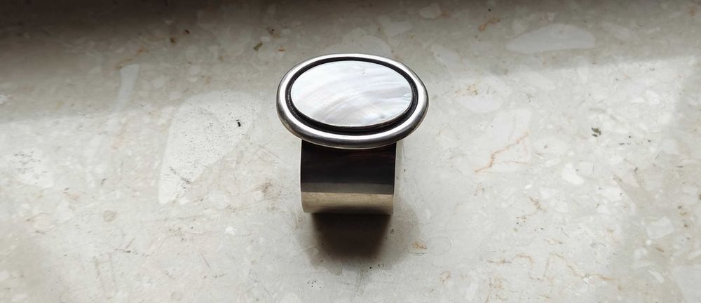 Duża Bransoletka Bangla Srebrna 925 Masa Perłowa Typ Orno Rytosztuka