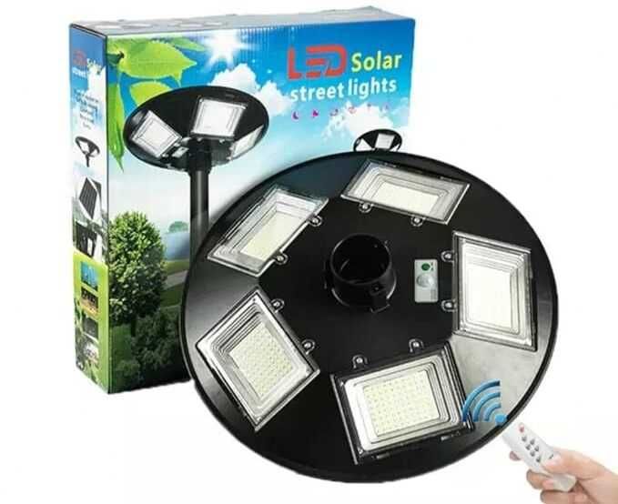 Lampa Solarna Uliczna Ogrodowa LED UFO Czujnik Ruchu+Pilot + Mocowanie