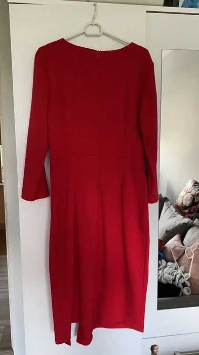 Sukienka codzienna Moodo 42 XL czerwona długi rękaw biurowa