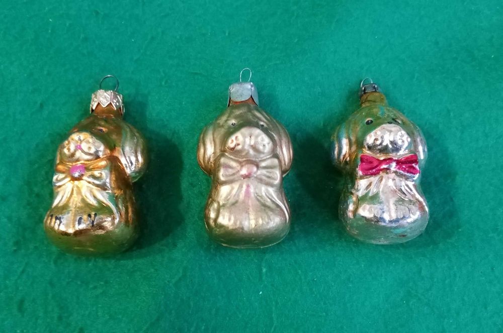 bombki choinkowe - zestaw 3 pieski - retro - PRL, PROMOCJA