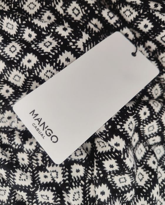 Mango czarno biała sukienka mini 34 XS / 36 s wiskoza elastyczna