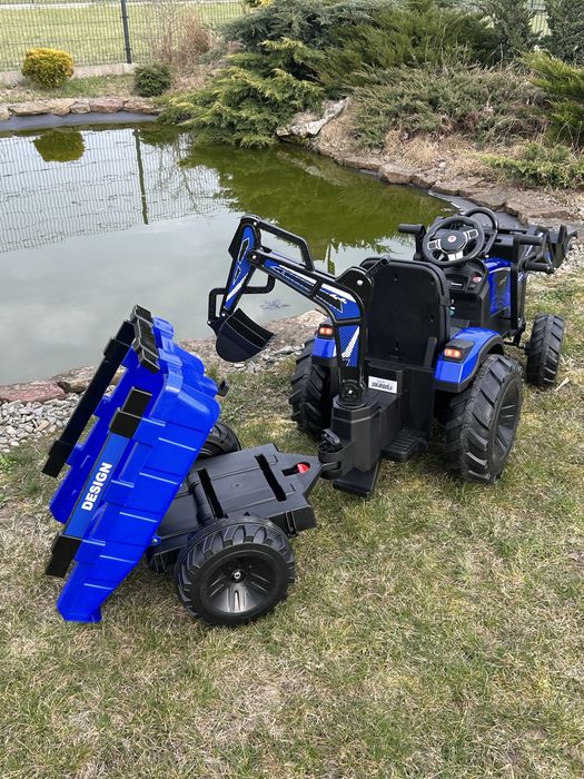 TRAKTOR na Akumulator Dla Dzieci 2X200W 24V Przyczepa Spychacz Koparka