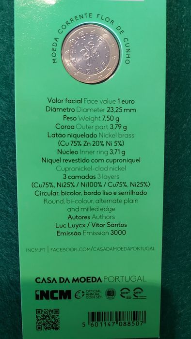Moeda da Comemoração  1 Euro 2025 FDC