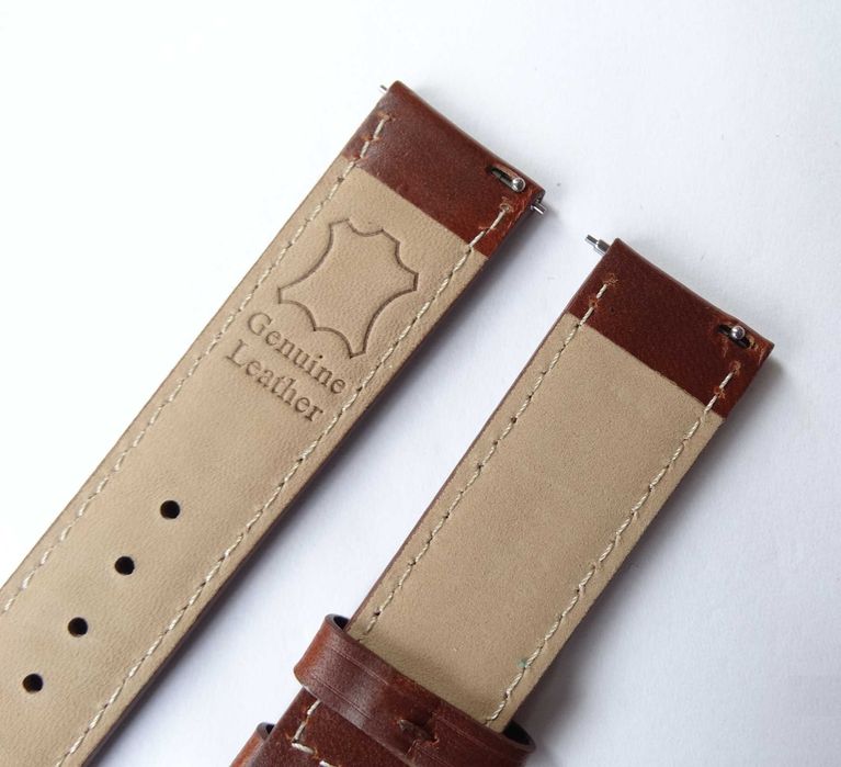 Pasek skórzany do zegarka 20mm brązowy gładki teleskopy szybki montaż