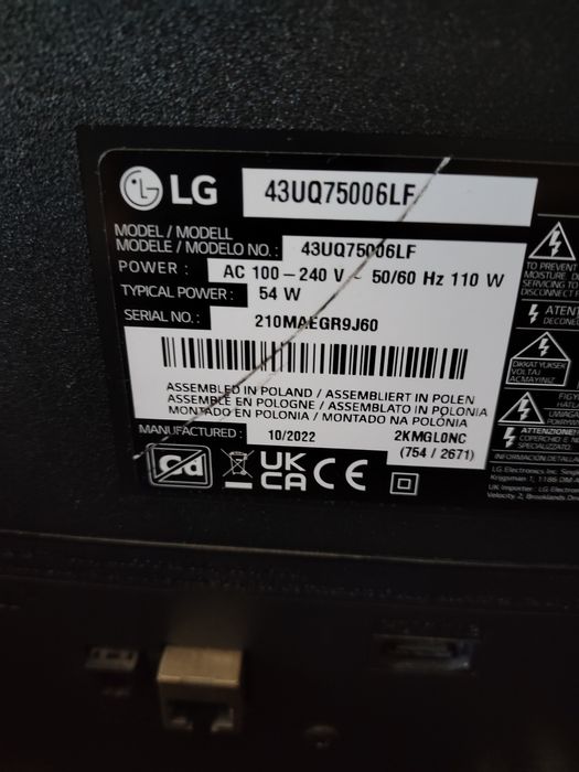 TV UHD 4K LG 43UQ75006LF