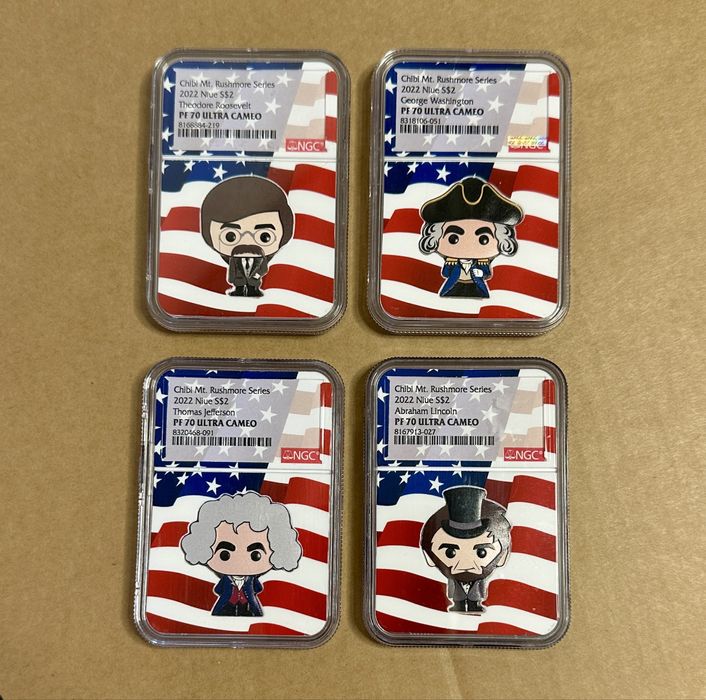 Монета Chibi $2 Президенты горы Рашмор 1 унция серебро