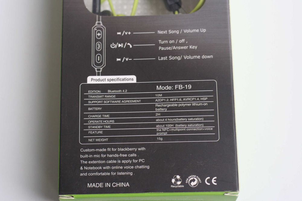 Блютус гарнітура Bluetooth навушники спортивні