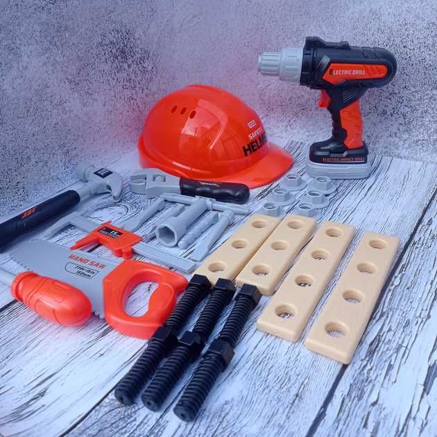 Дитячий набір будівельних інструментів із дрилем у рюкзаку