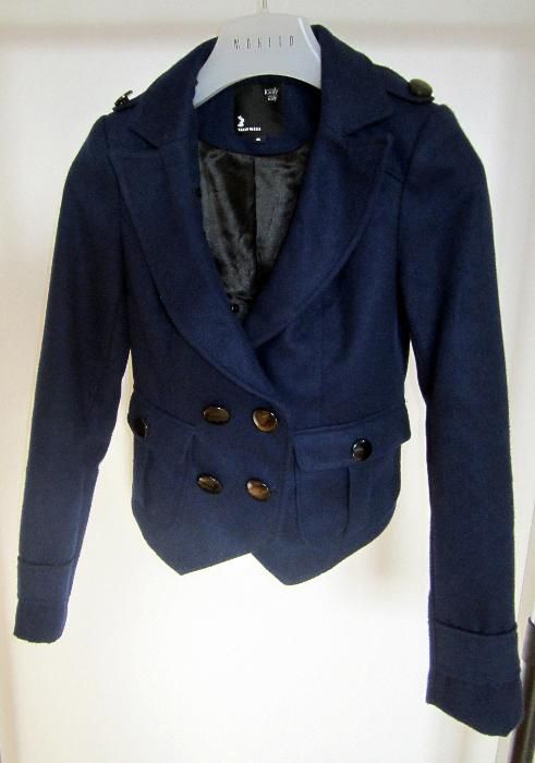 Tally weijl płaszczyk dwurzędowy marynarski 36 s granatowy wiosenny