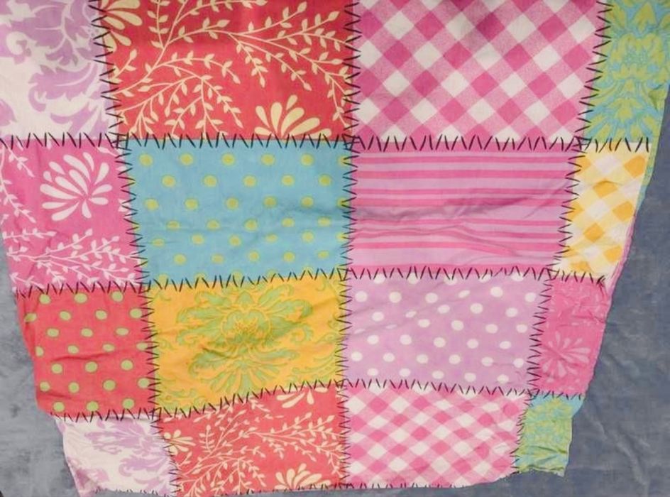 Komplet pościeli patchworkowej różowa kolorowa 2 poszwy razem 6 el