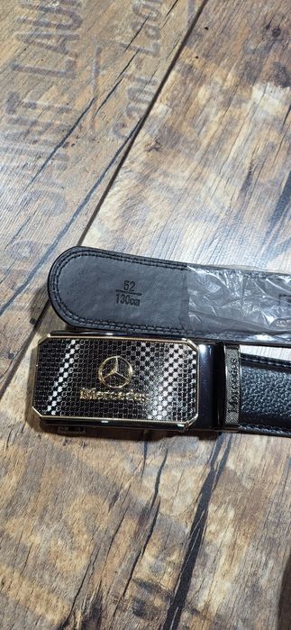 Mercedes czarny pasek męski klamra premium 130 cm