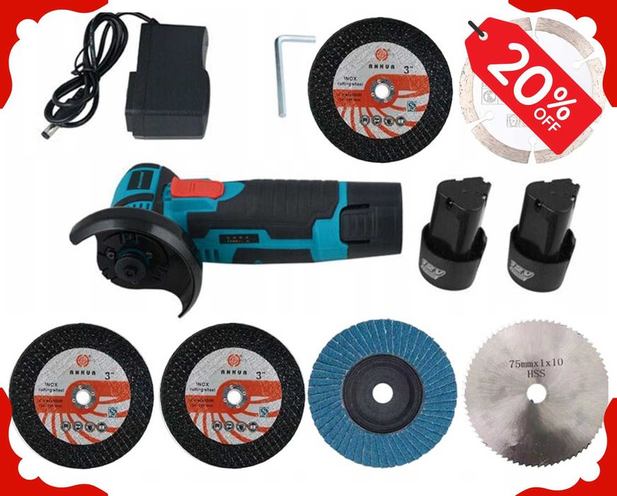 Nowa SZLIFIERKA KĄTOWA Kątówka Akumulatorowa X2 Akumulator (-20%)