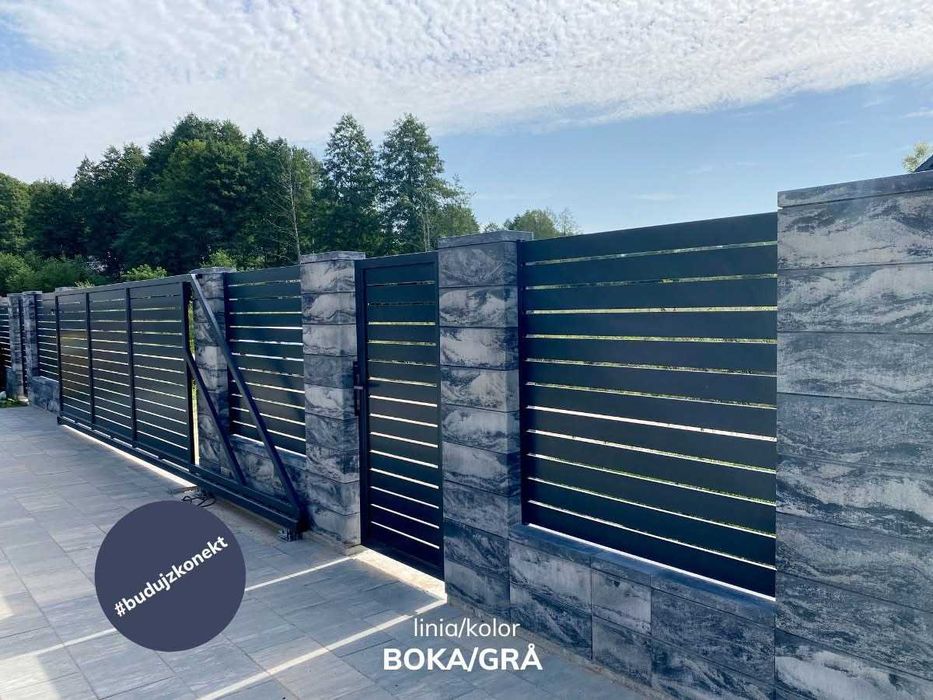 Pustak bloczek ogrodzeniowy BOKA KONEKT 50x20x20 kolor GRA melanż