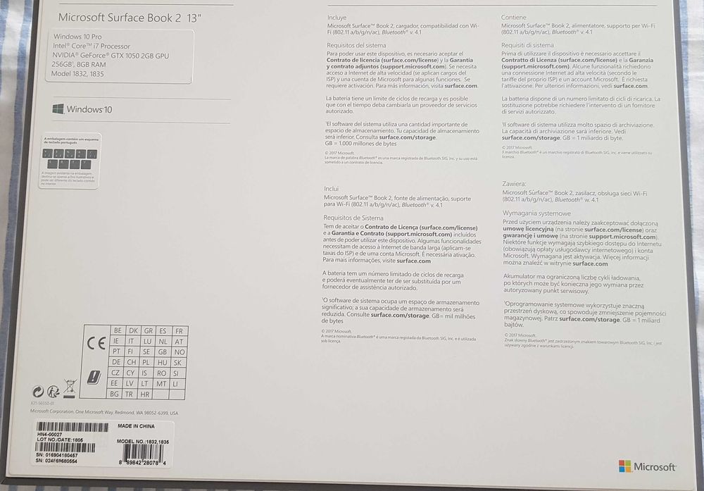 Microsoft Surface book 2 para reparação e/ou peças 85 €