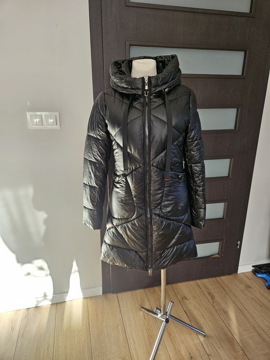 Kurtka zimowa.eco skóra plaszcz czarny s