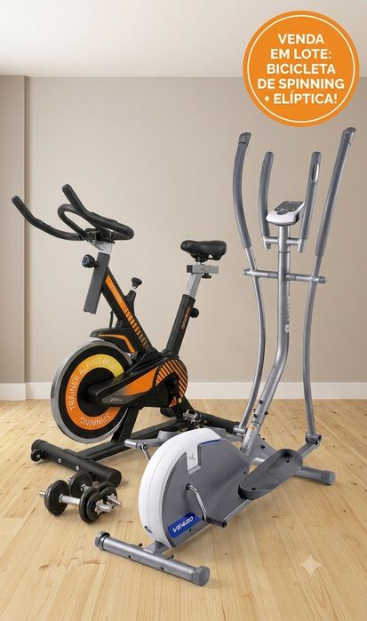 Pack Ginásio em Casa: Bicicleta de Spinning + Elíptica