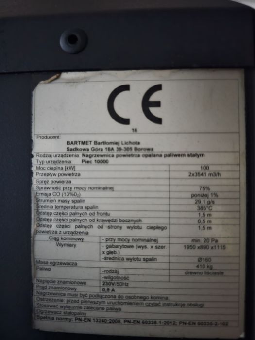 Piec nadmuchowy Bartmet 100 kW – mocny nadmuch, przemysłowy