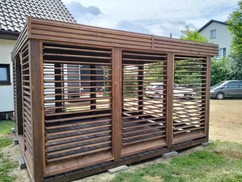 Nowoczesna Altana "Wrona" 3x4m*Ruchome żaluzje/ruchome drzwi do altany