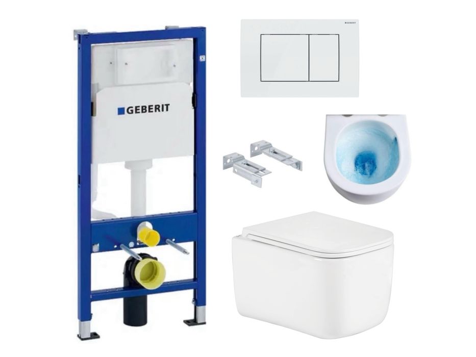 Інсталяція Geberit з Білою кнопкою з унітазом QTAP Gemini Ultra Tornad