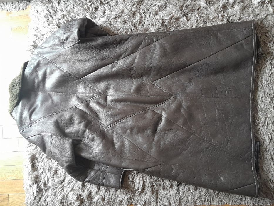 Kożuch długi brązowo- oliwkowy